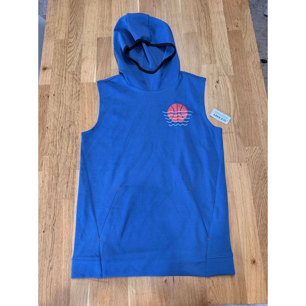 Old Navy Active Boys XL 14-16 Dynamic Fleece Sleeveless Hoodie Splash City Blue